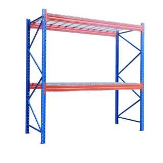 A blue and red metal structure.