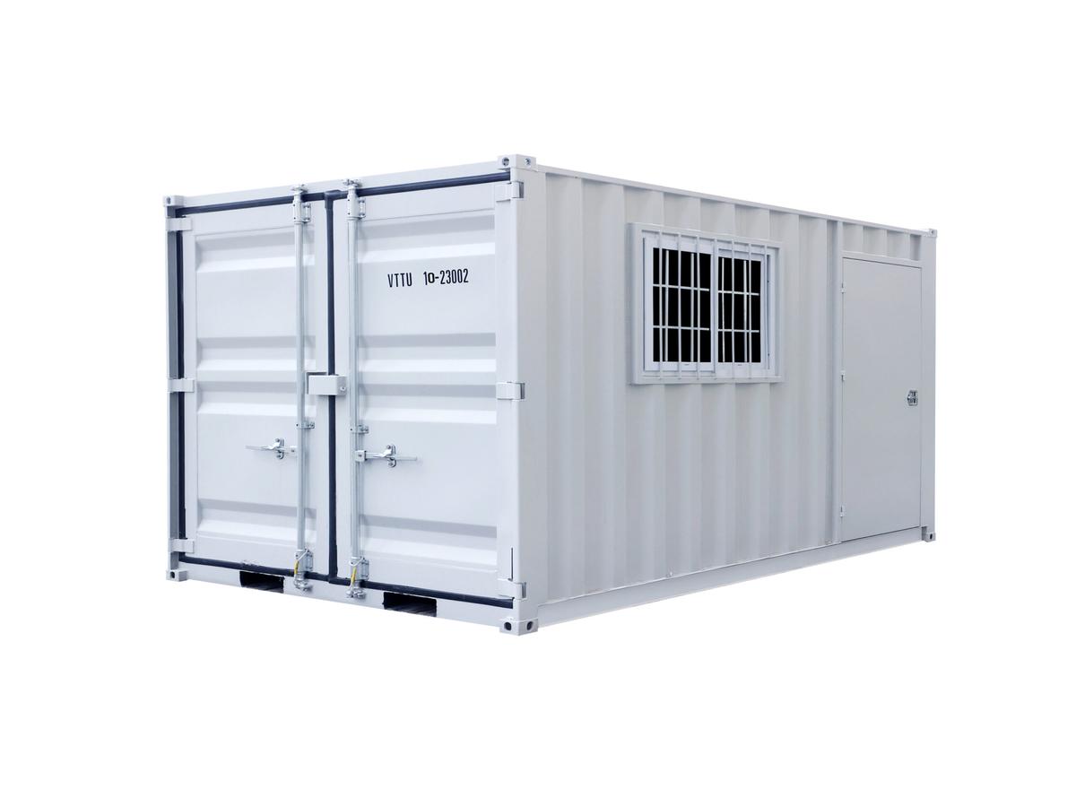 Value Industrial 11 Foot Container Office - 1 Window and 1 Man Door - Unrenovated