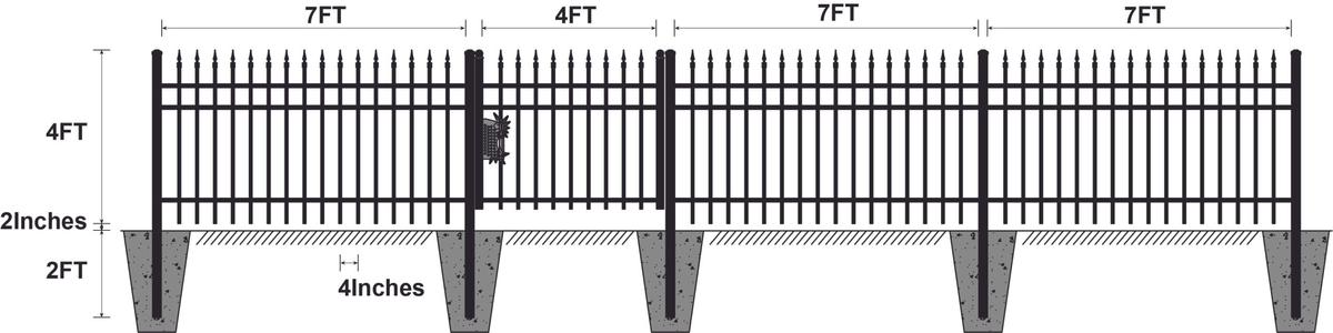 Value Industrial 147 ft Industrial Sharp Top Fence, 7'x4', Steel, 20 Panels + 2 Gates