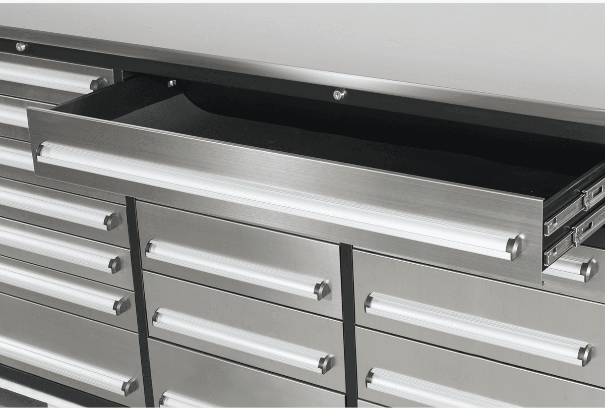 Value Industrial 10FT-35D-3 Stainless Workbench Cabinet