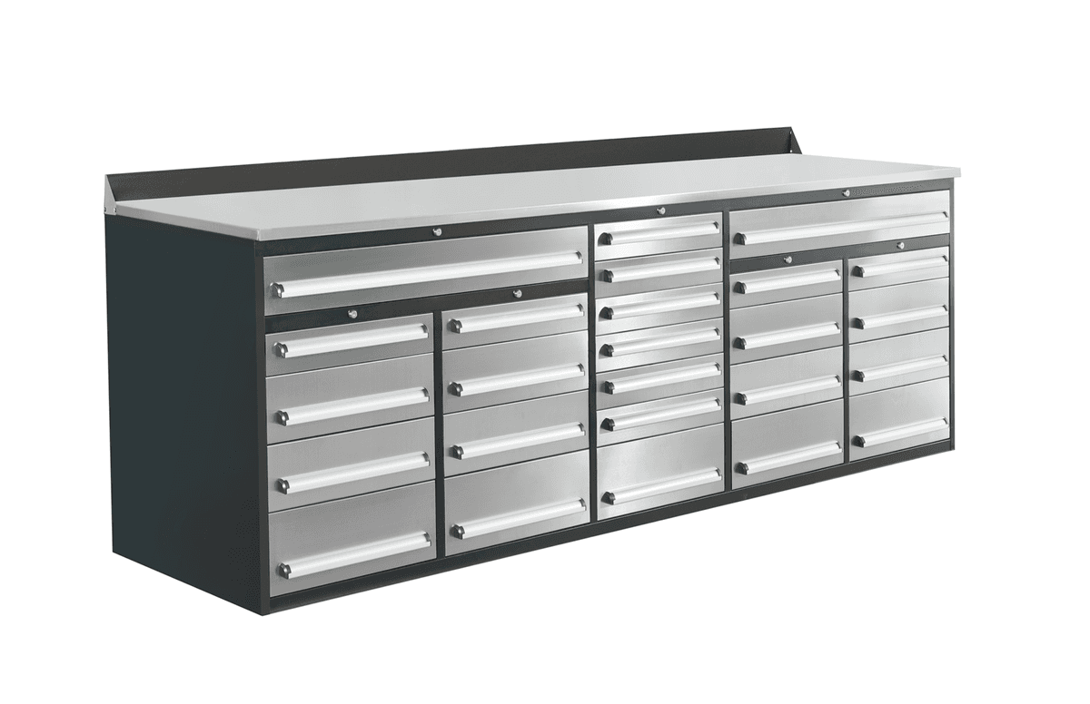 Value Industrial 10FT-25D-3 Stainless Workbench Cabinet