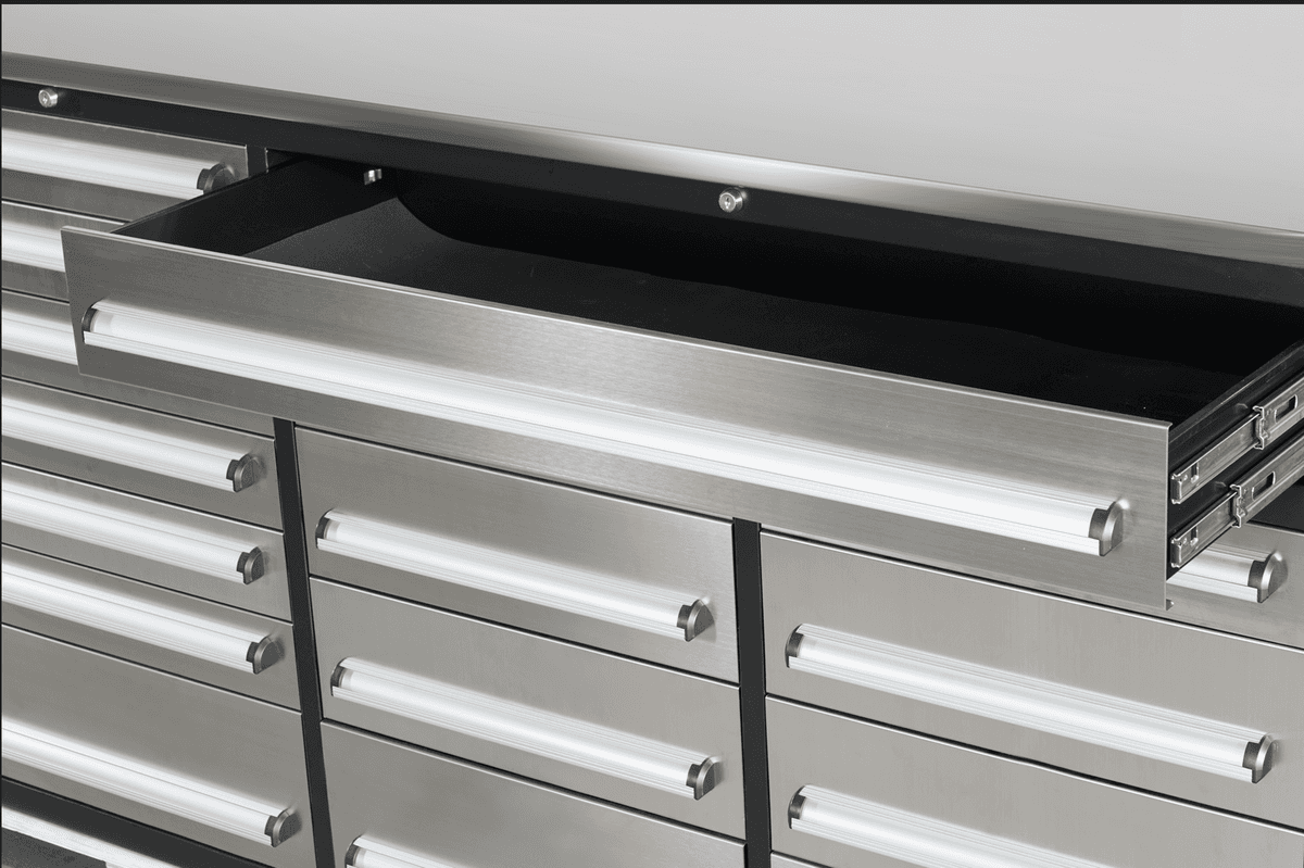 Value Industrial 10FT-25D-3 Stainless Workbench Cabinet