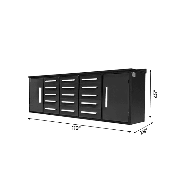 Value Industrial 10FT-15D Workbench Cabinets - 10 foot wide - 15 drawers
