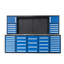 10 Drawer Blue/Black Cabinet with Drawers and Doors.