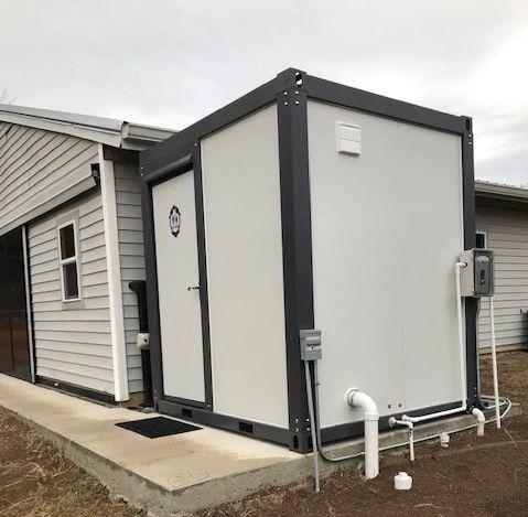Value Industrial Mobile Toilet with Bathroom - simple elegant design - external sceptic & power